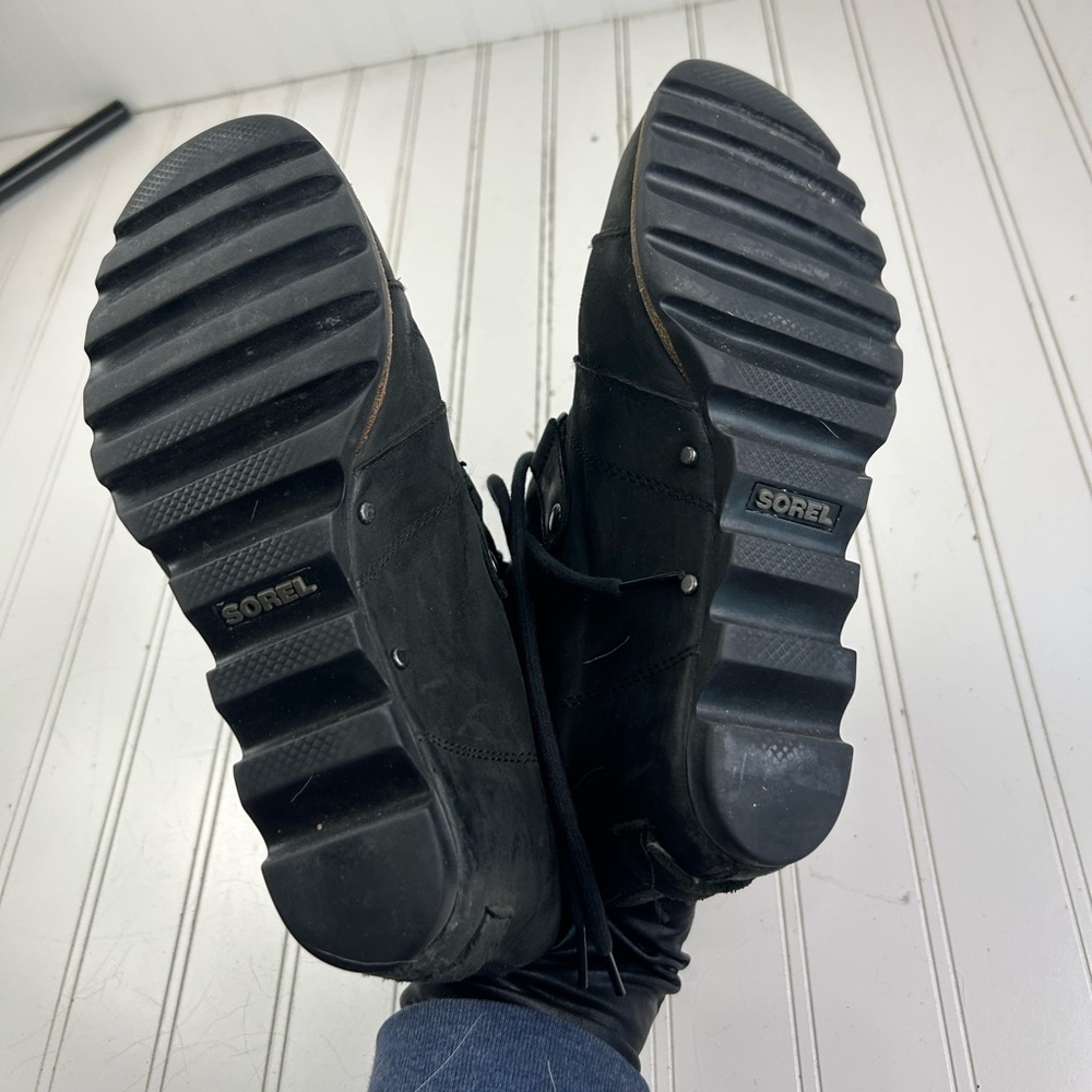 Sorel Joan of Arctic Wedge II Waterproof Lug Sole Black Boots Womenโs Size 6-6.5 - Picture 7 of 14